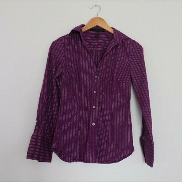 Express Purple & Silver Button Down Shirt - Size S - Picture 2 of 3